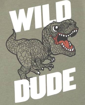 Camiseta con estampado de dinosaurio salvaje para bebés y niños pequeños