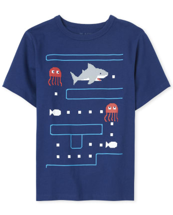 Camiseta con gráfico de tiburón de videojuegos para niños