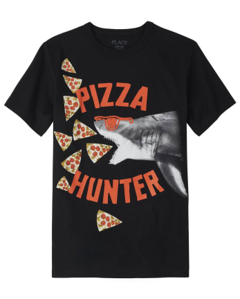 Camiseta con estampado de tiburón y pizza para niños
