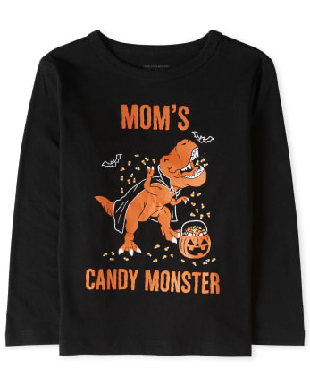 Camiseta con estampado de monstruo de dulces de Halloween para bebés y niños pequeños