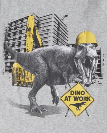 Camiseta con estampado de Dino en el trabajo para niños