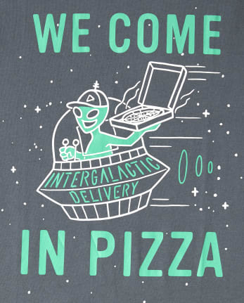 Boys Glow Pizza Alien Graphic Tee