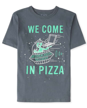 Boys Glow Pizza Alien Graphic Tee