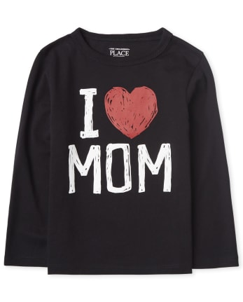 Camiseta estampada I Love Mom para bebés y niños pequeños