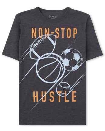Evenement straf Uitbarsten Boys Short Sleeve 'Non Stop Hustle' Sports Graphic Tee | The Children's  Place - S/D PITCH BLACK