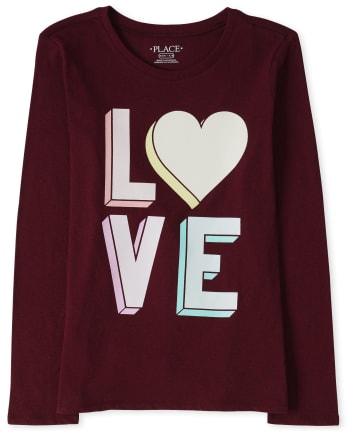 Camiseta con estampado de amor para niñas