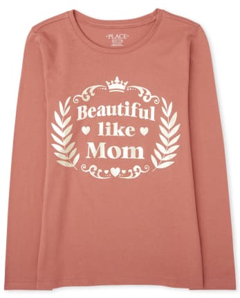 Camiseta estampada con diseño de lámina Beautiful Like Mom para niñas