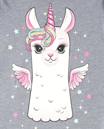 Girls Glitter Llamacorn Graphic Tee