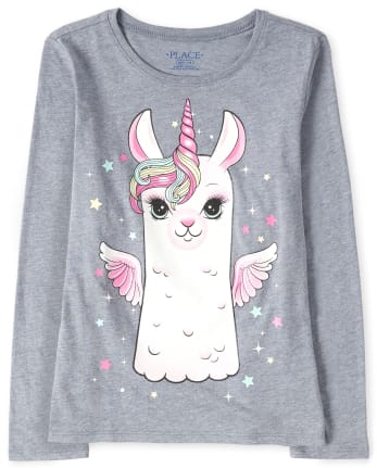 Girls Glitter Llamacorn Graphic Tee