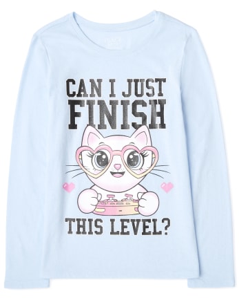 Girls Video Game Cat Graphic Tee