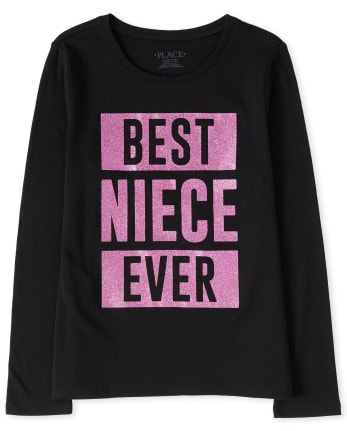 Girls Glitter Best Niece Graphic Tee