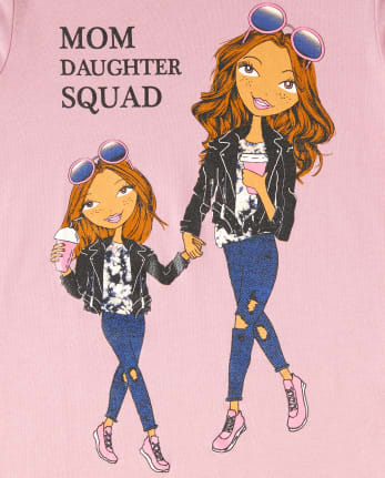 Camiseta con estampado de escuadrón de mamá e hija para niñas