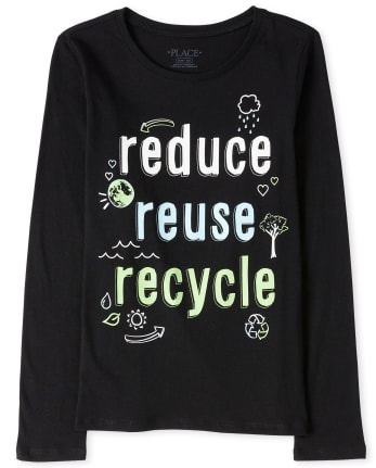 Camiseta con gráfico de reciclaje para niñas