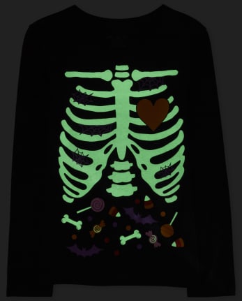 Girls Mommy And Me Halloween Glow Candy Skeleton Camiseta con gráfico a juego