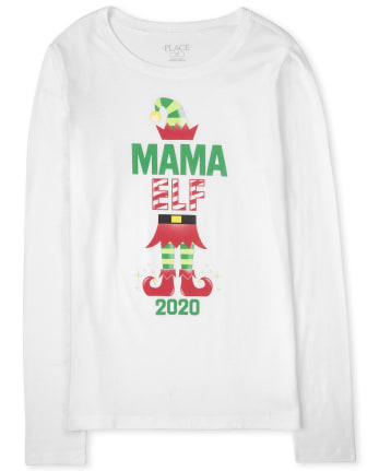 Camiseta con gráfico de duende navideño familiar a juego para mujer