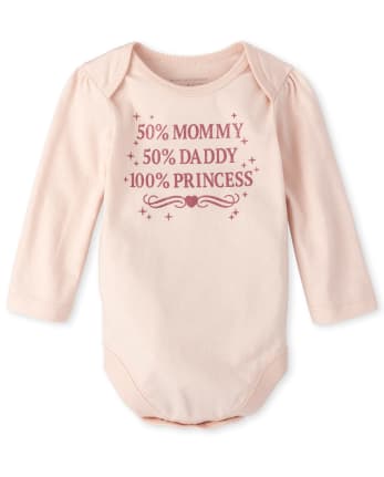 Baby Girls Mommy Daddy Princess Graphic Bodysuit