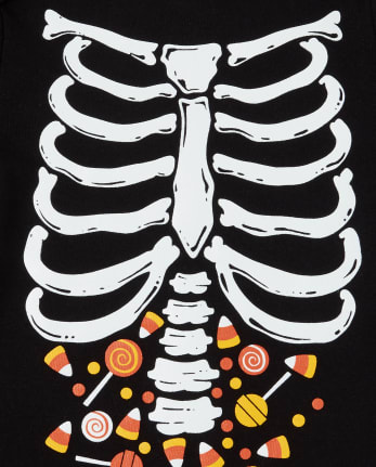Body gráfico de esqueleto de caramelo brillante de Halloween para bebé unisex
