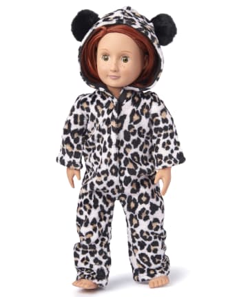 Pijama de una pieza a juego con forro polar de leopardo de Doll Mommy And Me