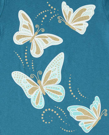Girls Glitter Butterfly Graphic Tee