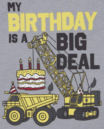 Camiseta gráfica de construcción de cumpleaños para niños pequeños