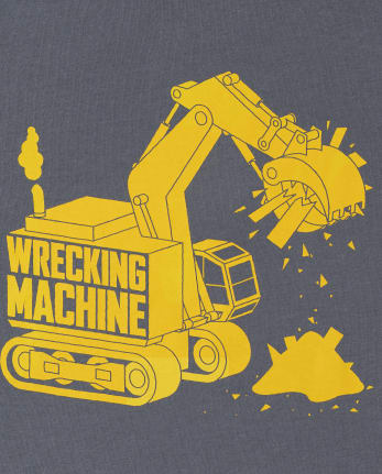 Camiseta con estampado de máquina de demolición para bebés y niños pequeños