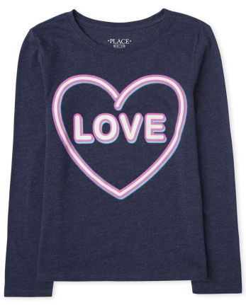 Camiseta con estampado de amor para niñas