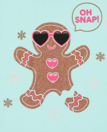 Girls Glitter Gingerbread Graphic Tee