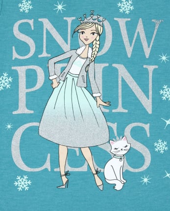 Girls Glitter Snow Princess Graphic Tee