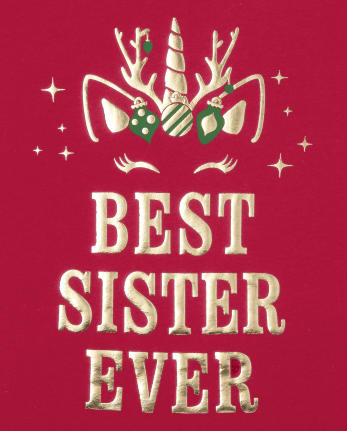 Girls Holiday Best Sister Graphic Tee
