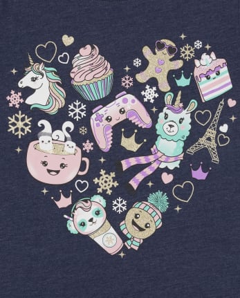 Girls Emoji Heart Graphic Tee