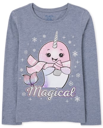 Girls Magical Narwhal Graphic Tee