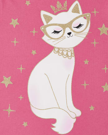 Girls Princess Cat Graphic Tee