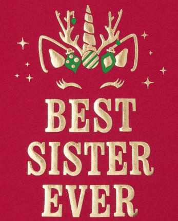Camiseta con estampado de la mejor hermana navideña para bebés y niñas pequeñas