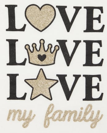 Camiseta estampada Love My Family con purpurina para bebés y niñas pequeñas