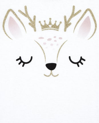 Baby And Toddler Girls Glitter Deer Graphic Tee