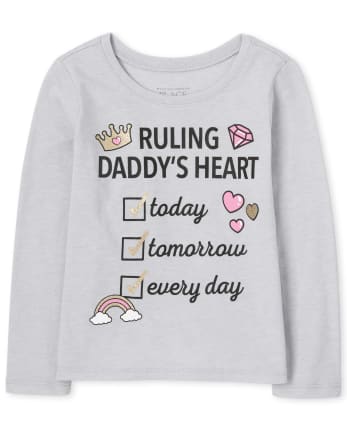Camiseta estampada con corazón de papá para bebés y niñas pequeñas