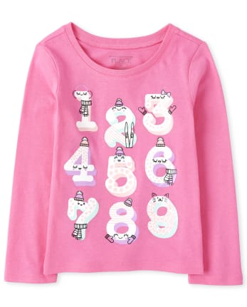 Baby And Toddler Girls Numbers Graphic Tee