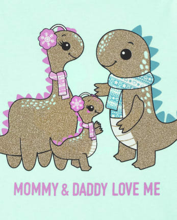 Camiseta con gráfico de la familia Dino para bebés y niñas pequeñas