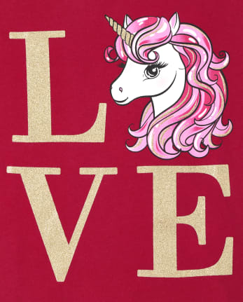 Girls Unicorn Love Graphic Tee