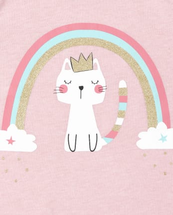 Es una suerte que pirámide pasillo Camiseta de manga larga con estampado de gato arcoíris para bebés y niñas  pequeñas | The Children's Place - S/D LIGHT PLUM