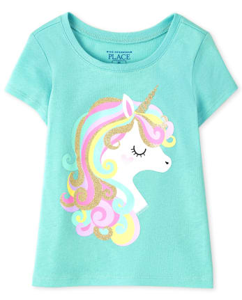 Baby And Toddler Girls Long Sleeve Unicorn Graphic Tee | The Children's ...
