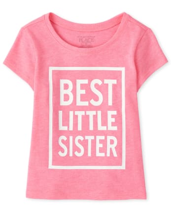 Baby And Toddler Girls Short Sleeve 'Best Little Sister' Graphic Tee ...