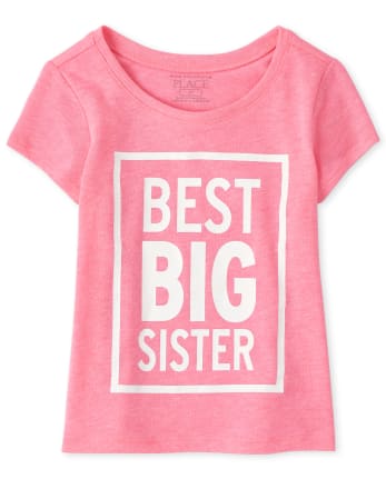 Baby And Toddler Girls Short Sleeve Best Big Sister Graphic Tee