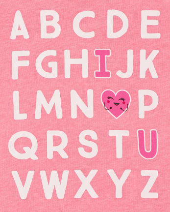 Baby And Toddler Girls Alphabet Graphic Tee