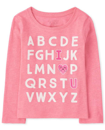 Camiseta estampada con alfabeto para bebés y niñas pequeñas