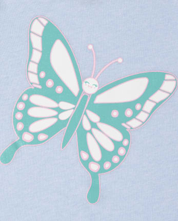 Camiseta con gráfico de mariposa para bebés y niñas pequeñas