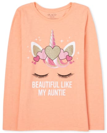 Camiseta con estampado de tía unicornio para niñas