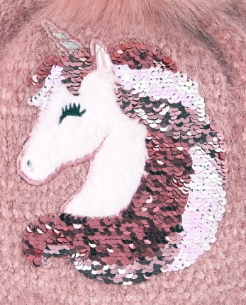 Bonnet licorne à paillettes et pompon pour fille