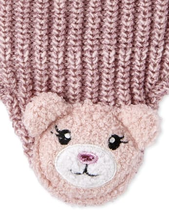 Toddler Girls Critter Hat And Mittens Set