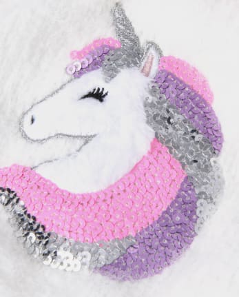Conjunto de gorro y manoplas con pompón y unicornio de lentejuelas para niñas pequeñas